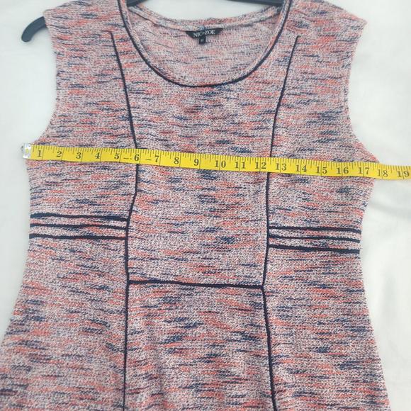 Nic + Zoe Orange Navy Cotton Sheath Pullover Knit Dress Size Medium - Picture 6 of 8